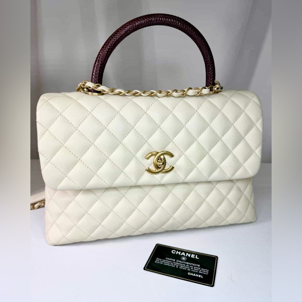Chanel Caviar Lizard Coco Top Handle -Medium